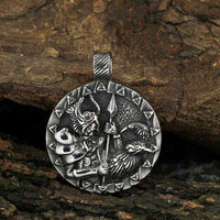 Collana vichinga Odino e i corvi Huginn e Muninn