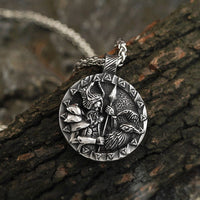 Collana vichinga Odino e i corvi Huginn e Muninn