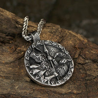 Collana vichinga Odino e i corvi Huginn e Muninn