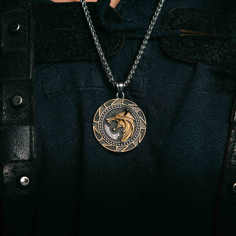 Collana vichinga con testa di lupo jolnir, ciondolo nordico da uoo Collana vichinga con testa di lupo jolnir, ciondolo nordico da uoo