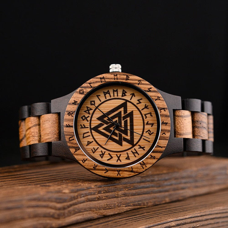 Valknut Orologio in legno - Odin's Hall