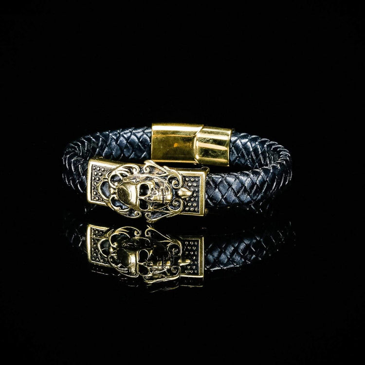 Bracciale da uomo in acciaio inossidabile all'ingrosso impressionante con teschi Bracciale da uomo in acciaio inossidabile all'ingrosso impressionante con teschi