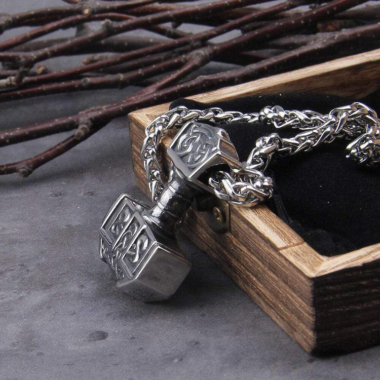 Collana Con Ciondolo A Forma Di Martello Di Thor Alla Moda Prepotente In Acciaio Inossidabile Per Uomo E Donna, Regalo Di Gioielli Per Motociclisti Punk - Foto 14