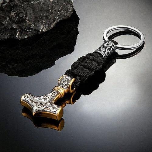 Accessoire Porte-clés Viking marteau de Thor en paracorde et acier inoxydable - Odins Hall